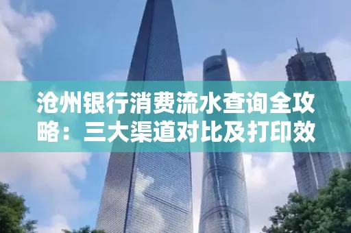 沧州银行消费流水查询全攻略：三大渠道对比及打印效率实测